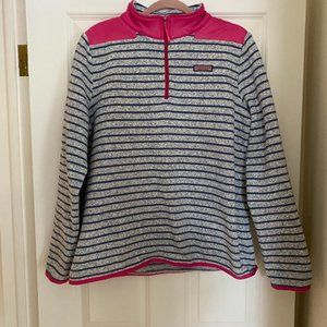 EUC Vineyard Vines Fleece Quarter Zip Blue Stripe XL